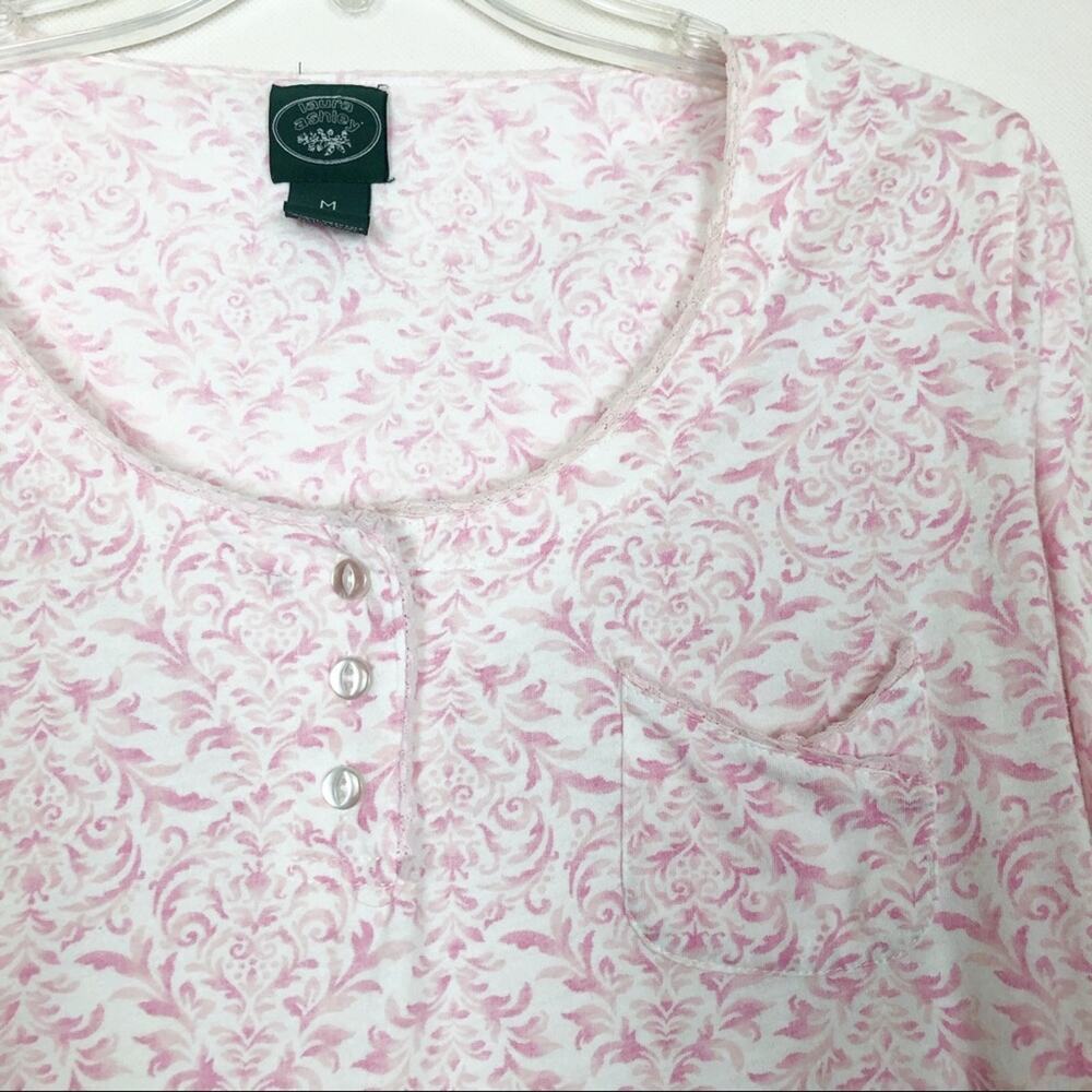 Laura Ashley Floral Henley Sleep Shirt Womens Medium Soft Cozy Breathable - Picture 4 of 4